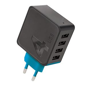 Forever TC-04 Laturi 4xUSB 4,8A, musta / sininen