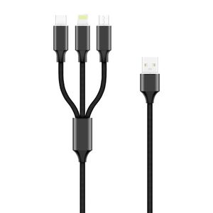 Setty 3in1 USB latauskaapeli microUSB, USB-C, Lighting 1m 2A - Musta