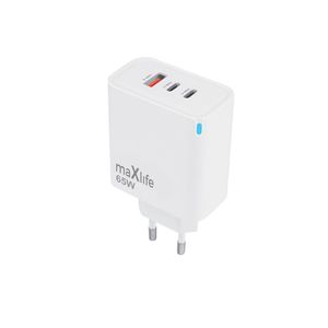 Maxlife 65W GaN USB-C PD pikalaturi 2x USB-C + USB-A