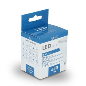 Forever Light LED Spottilamppu GU10, 8W 230v 6000K, kylmä valkoinen
