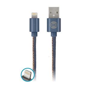 Forever Jeans USB Lightning lataus ja synkronointikaapeli 2A, sininen