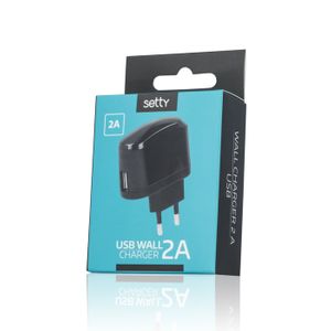 Setty USB Seinälaturi 2 A - Musta