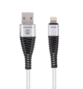 Forever Shark Lightning USB-kaapeli 1m, valkoinen