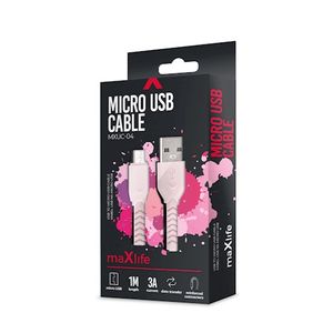 Maxlife MXUC-04 USB -  micro-USB Kaapeli 1m 3A - Pinkki