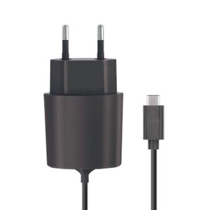 Forever Seinälaturi kiinteällä USB Type-C kaapelilla  2.1 A - Musta
