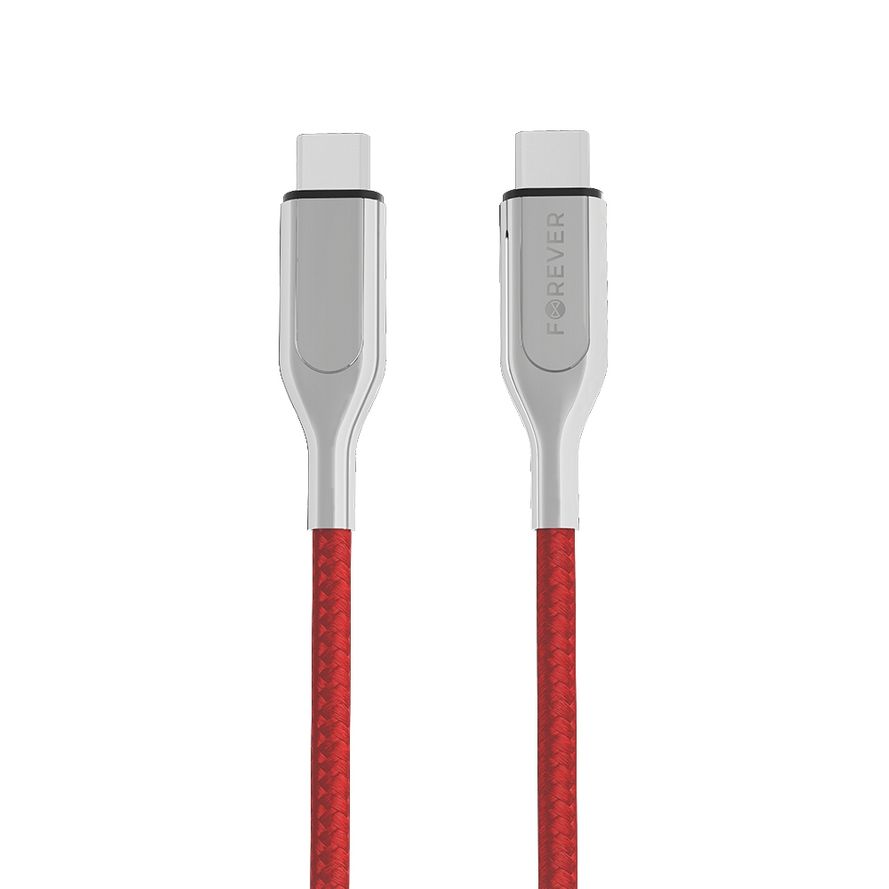 Forever Core Ultranopea USB Type-C / USB Type-C, 3A lataus- ja synkronointikaapeli 1,5m, punainen