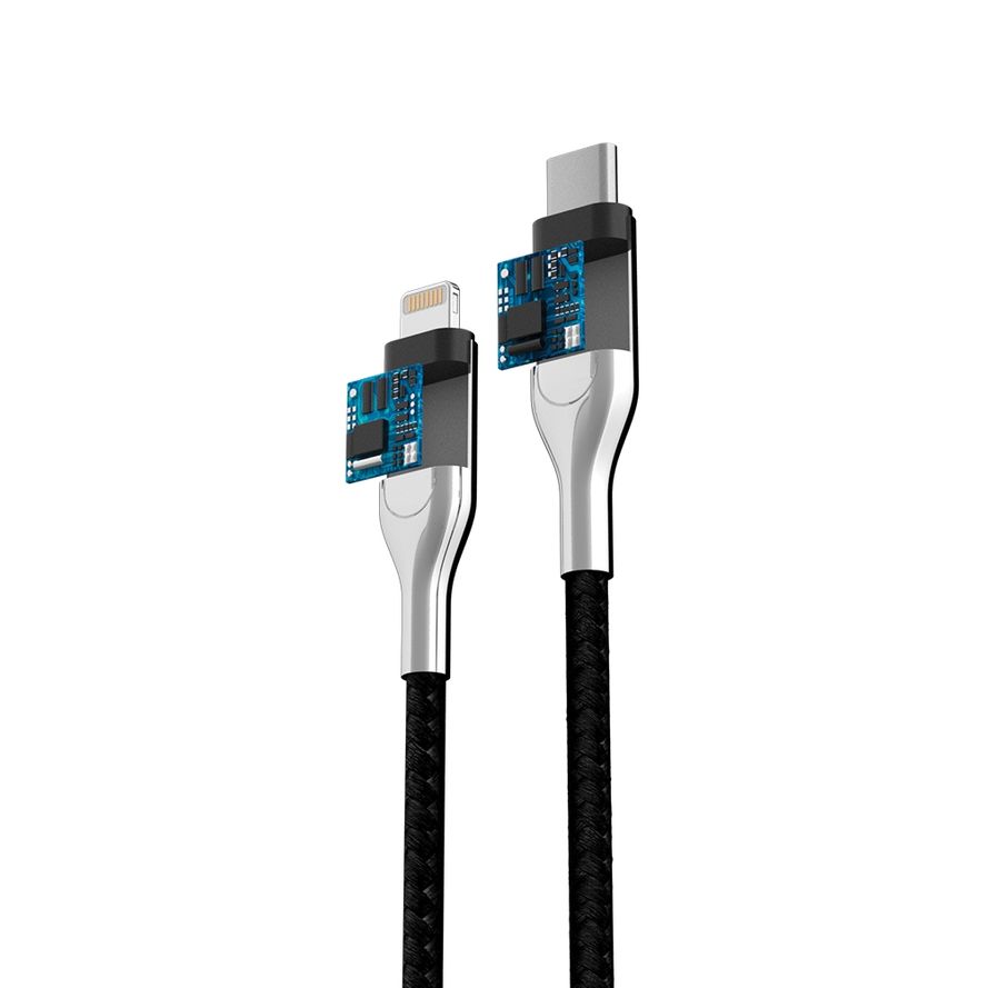 Forever Core Ultranopea PD USB Type-C / Lightning, 2,4A lataus- ja synkronointikaapeli 1,5m, musta