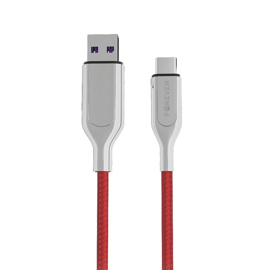 Forever Core Ultranopea USB Type-C, 5A lataus- ja synkronointikaapeli 1m, punainen