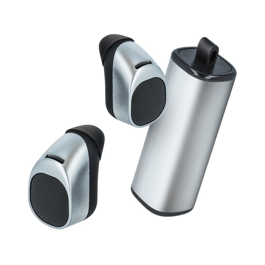 Forever Bluetooth Nappikuulokkeet TWE-200 + latauskotelo, hopea