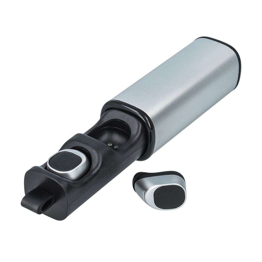 Forever Bluetooth Nappikuulokkeet TWE-200 + latauskotelo, hopea