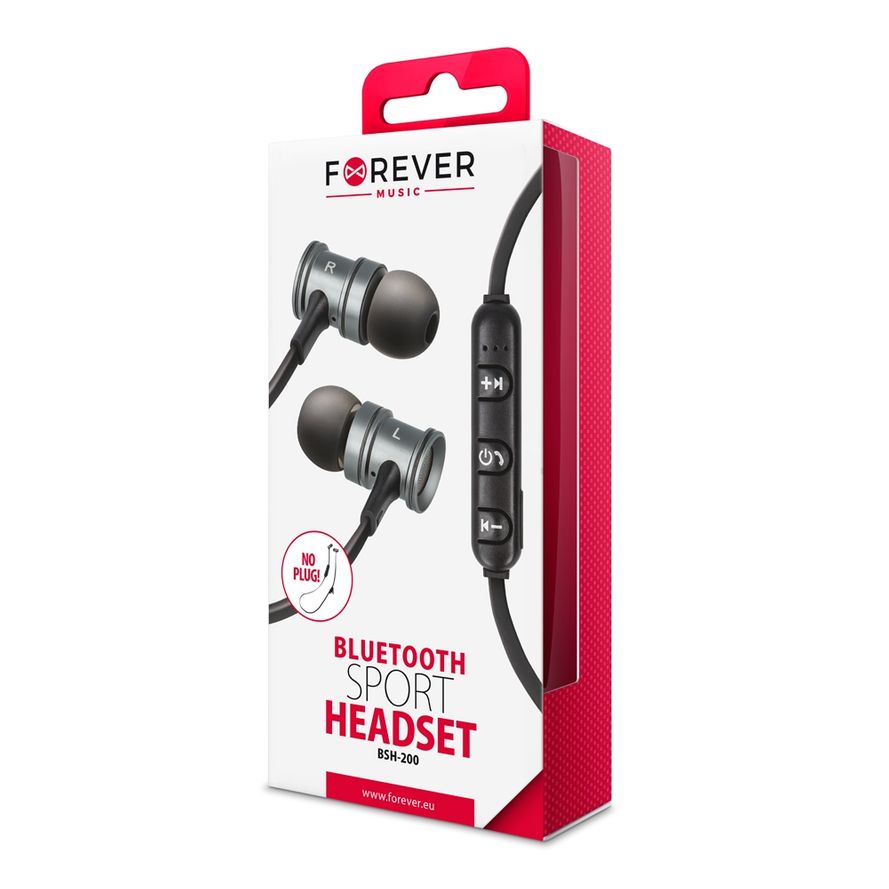 Forever Bluetooth Nappikuulokkeet BSH-200, hopea
