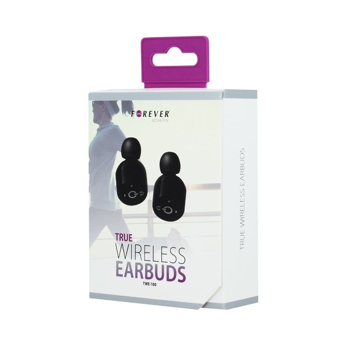 Forever Langattomat Earbuds TWE-100 Bluetooth nappikuulokkeet - musta