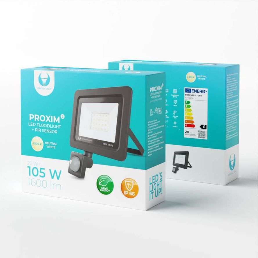 Forever Light LED Valonheitin PROXIM II 20W 1600lm 4500K PIR Liikesensori
