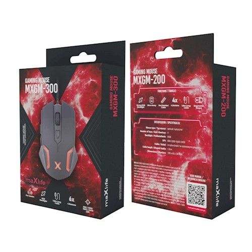 Maxlife Gaming MXGM-300 Pelihiiri 800/1000/1600/2400 DPI 1,8m - Musta