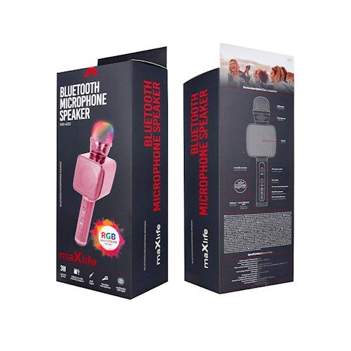 Maxlife MX-400 RGB Bluetooth langaton karaoke mikrofoni / kaiutin - pinkki