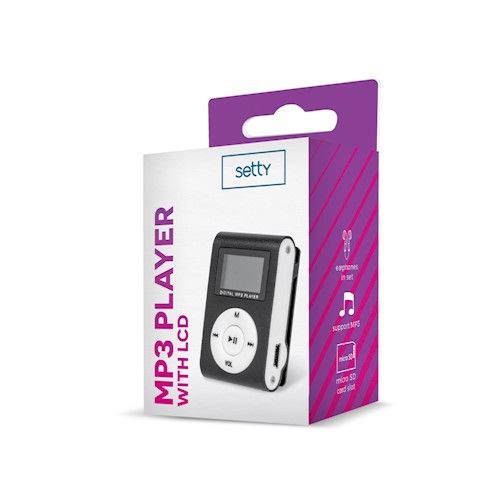 Setty MP3-Soitin LCD Näytöllä + Kuulokkeet - Musta