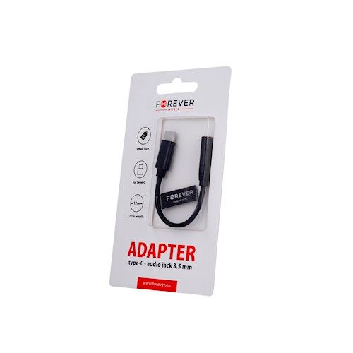 Forever 3.5mm USB-C Audio Adapteri / Sovitin - Musta