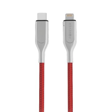 Forever Core Ultranopea MFI USB Type-C / Lightning, 2,4A lataus- ja synkronointikaapeli 1,5m, punainen