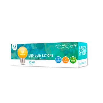 Forever Light LED E27 G45, 2W, 5 lm, 5 kpl pakkaus - Keltainen