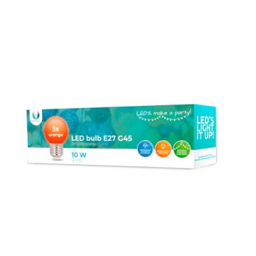 Forever Light LED E27 G45, 2W, 5 lm, 5 kpl pakkaus - Oranssi