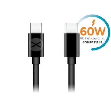 Forever USB-C - USB-C kaapeli 3A 1m 60W, musta