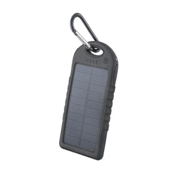 Setty Aurinkokenno Power Bank vara-akku taskulampulla - 5000 mAh - Musta