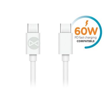 Forever USB-C - USB-C kaapeli 3A 1m 20W, valkoinen