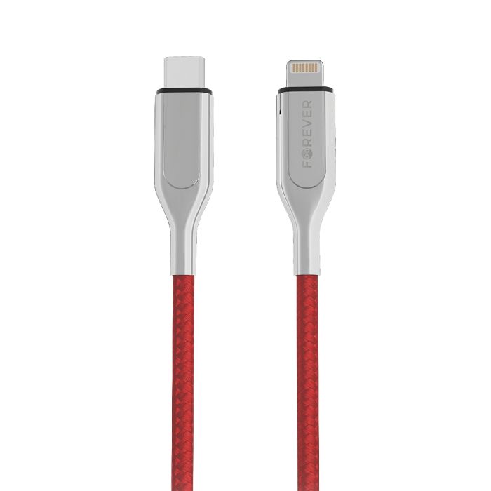 Forever Core Ultranopea MFI USB Type-C / Lightning, 2,4A lataus- ja synkronointikaapeli 1,5m, punainen