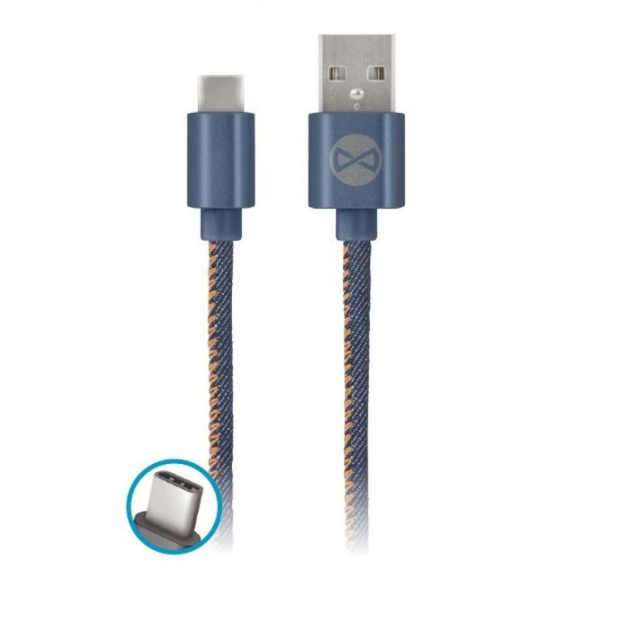 Forever Jeans USB Type-C lataus- ja synkronointikaapeli 2A, sininen