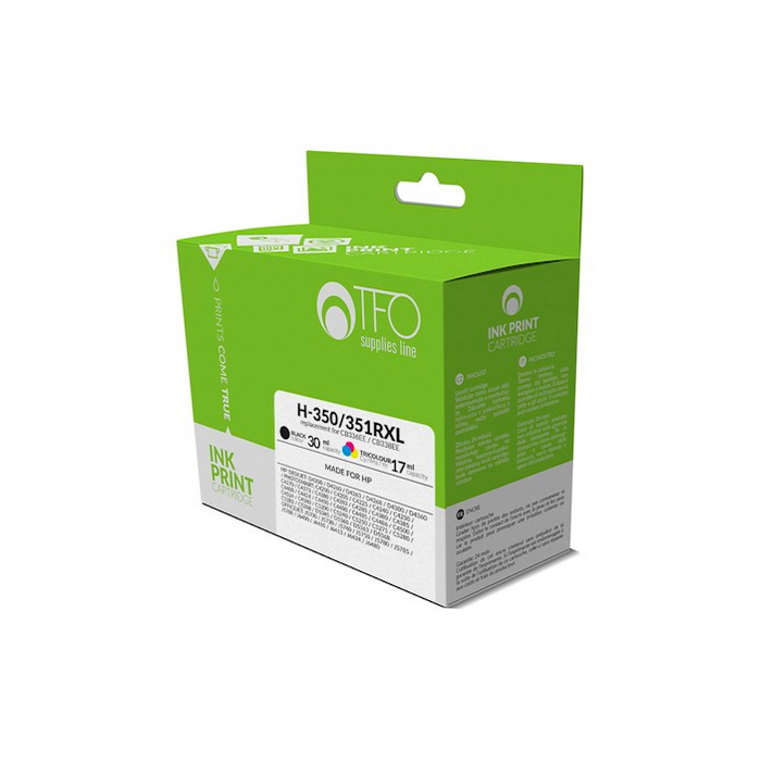 Tulostinmustepakkaus TFO HP H-350RXL + H-351RXL uudelleentäytetty - Musta + Tricolor