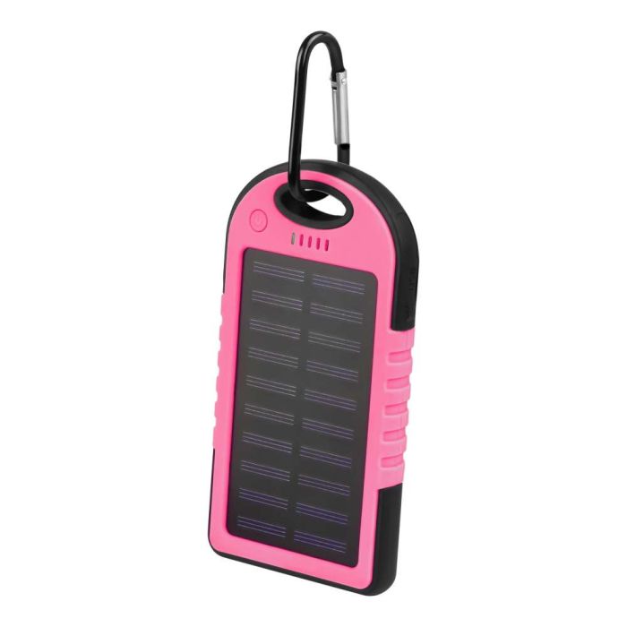 Setty Aurinkokenno Power Bank vara-akku taskulampulla - 5000 mAh - Pinkki