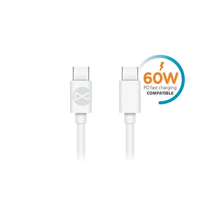 Forever USB-C - USB-C kaapeli 3A 1m 20W, valkoinen
