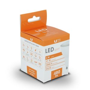 Forever Light LED Spottilamppu GU10, 6W 480lm 3000K, lämmin valkoinen