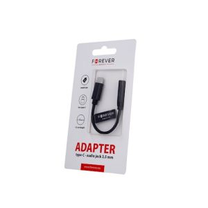 Forever 3.5mm USB-C Audio Adapteri / Sovitin - Musta